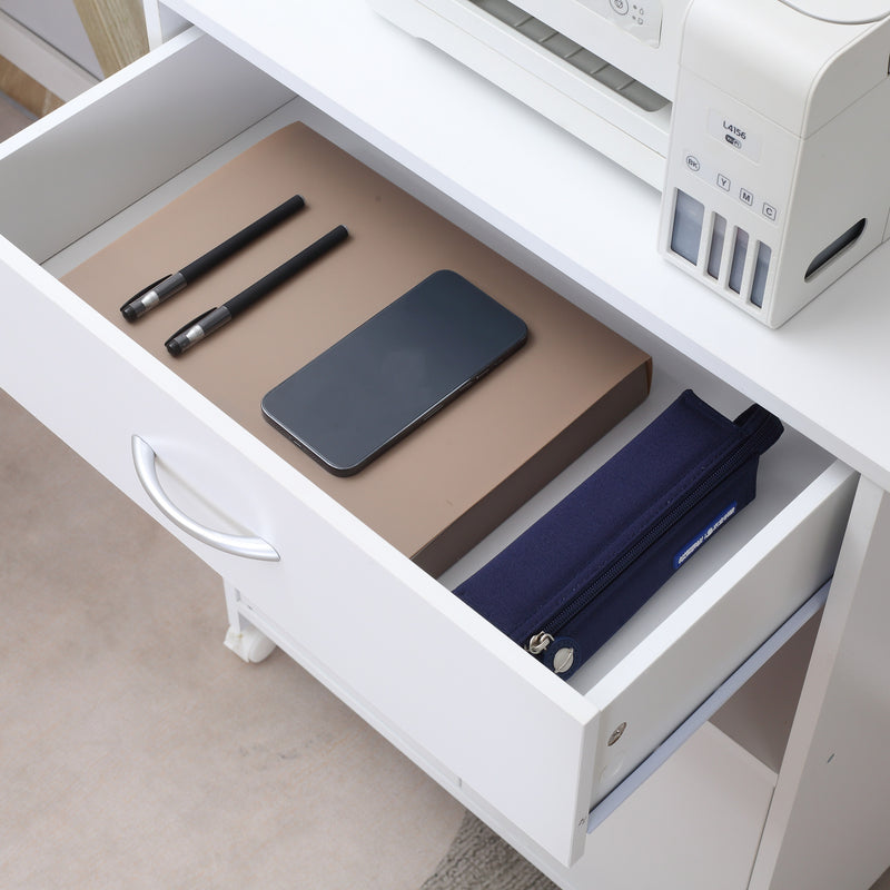 Vinsetto Mobile Printer Stand w/ Storage Shelf Universal Wheels for Home White
