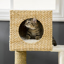 PawHut Cat Tree Kitten Tower Cattail Weave W/ Scratching Posts, Bed, House