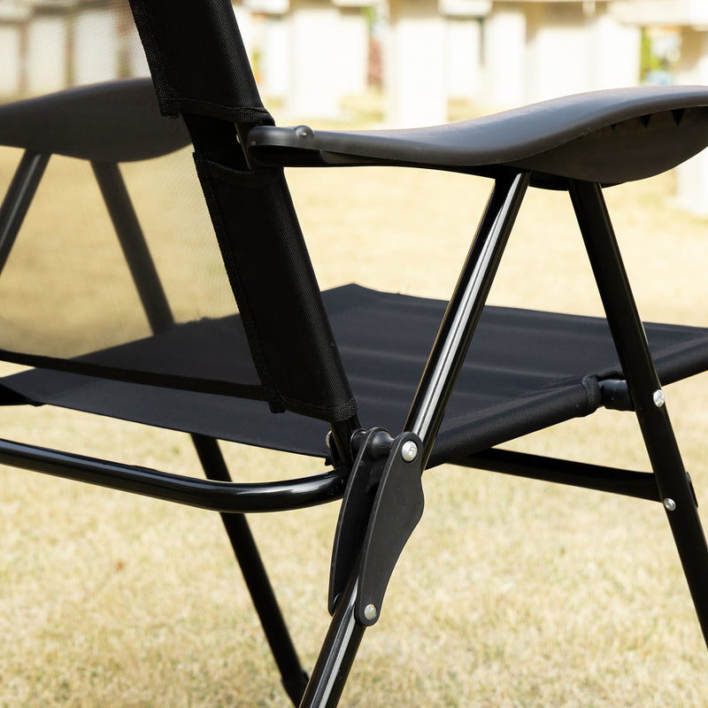 Outsunny Set of 2 Metal Portable Folding Recliner w/ Adjustable Backrest, Black