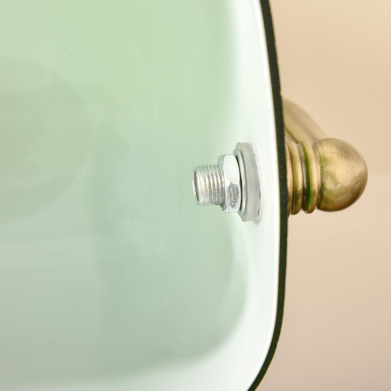 HOMCOM Banker's Table Lamp w/ Bronze Base, Green Glass Shade, Pull Rope Switch