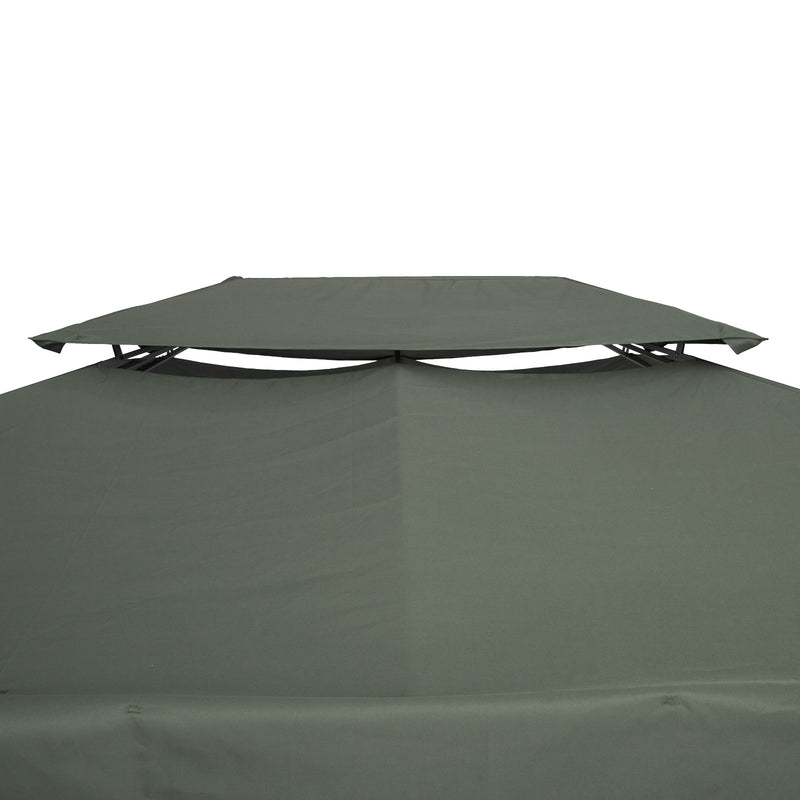 Outsunny 3x4m Gazebo Replacement Roof Canopy 2 Tier Top UV Cover Patio Deep Grey