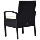 Outsunny 3PC Garden Rattan Bistro Set Balcony Dining Table 2 Seater Chair Black