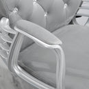 Vinsetto Office Chair Velour Diamond Tufted Padded Ergonomic 360° Swivel Grey