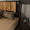 HOMCOM Double Bed Frame Steel Bed Base with Headboard 145 x 199cm Brown