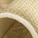 PawHut Raised Kitten Bed Pet Shelter w/ Scratcher Cushion, Beige 41 x 38 x 43 cm