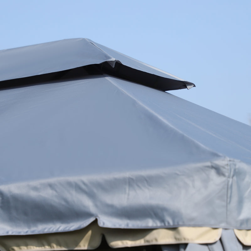 Outsunny 3x4m 2-Tier Gazebo Aluminium Garden Marquee Party Tent Canopy Grey