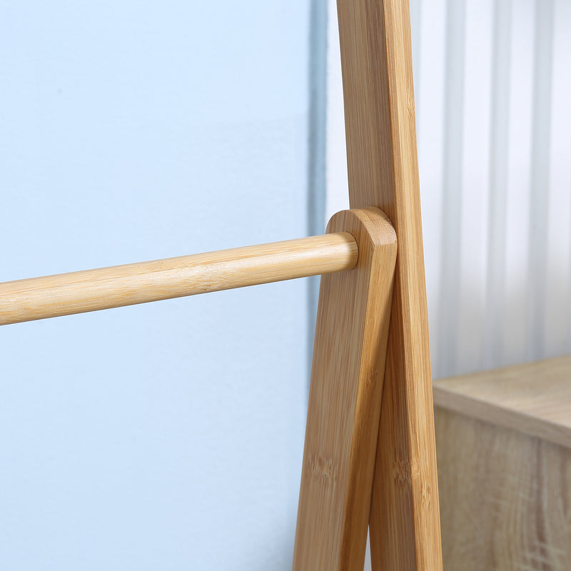 kleankin Foldable Natural Bamboo Towel Rack with 3 Towel Rails and 3 Shelves