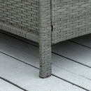 Outsunny 3 PC Outdoor Rattan Sofa Set w/ Chairs Coffee Table Cushion Light Grey