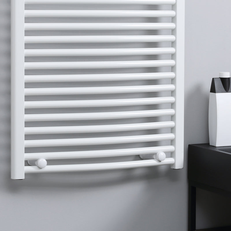 HOMCOM Heated Towel Rail, Hydronic Bathroom Ladder Radiator 600mm x 1200mm White