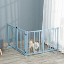 PawHut Freestanding Pet Gate w/ 2 Support Feet for Doorways Stairs Blue Grey