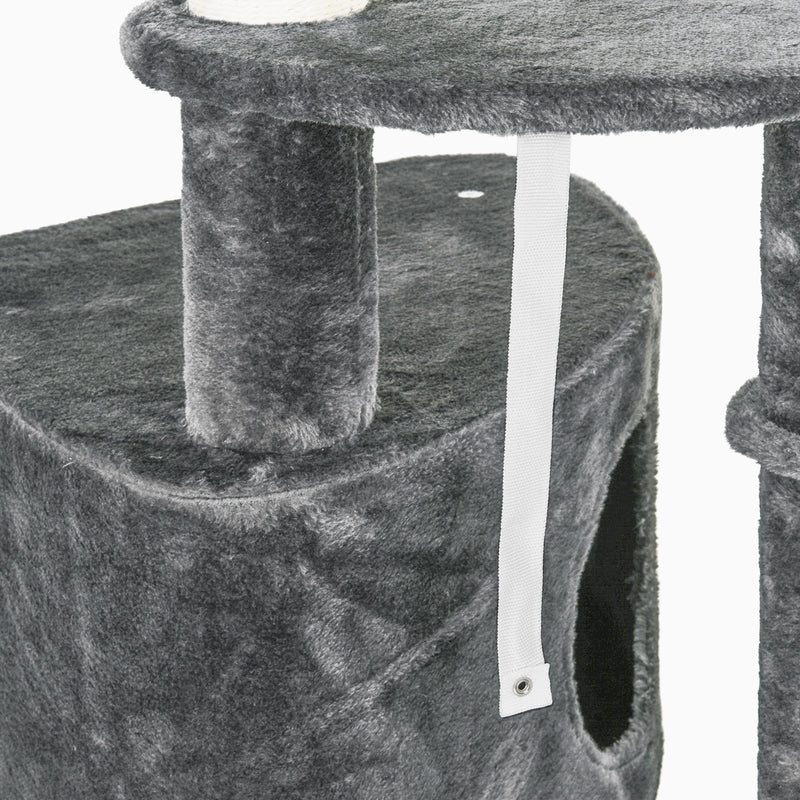 PawHut 5-Tier Grey Sisal Multi-Level Cat Tree Tower with Scratching Posts