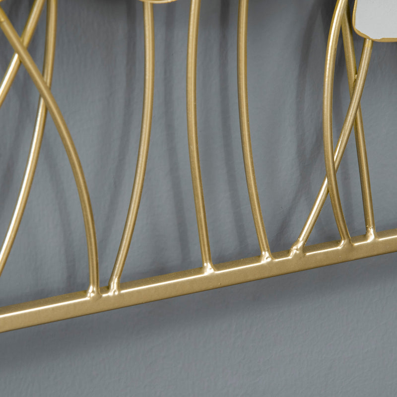 HOMCOM 3D Metal Wall Art Leaves for Home Decor, Hanging Wall Sculpture, Gold