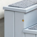 PawHut 3 Step Wooden Dog Steps Pet Stairs Cat Ladder for Bed with Storage Grey