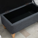 HOMCOM Linen Storage Ottoman Box Toy Chest Footstool with Rubberwood Legs