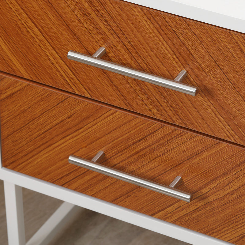 HOMCOM Bedside Table Side Table W/ Drawer & Metal Legs for Bedroom Living Room