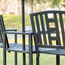 Outsunny Tete-a-tete Chair 2-Seater Steel Bench W/ Coffee Table Backyard Porch