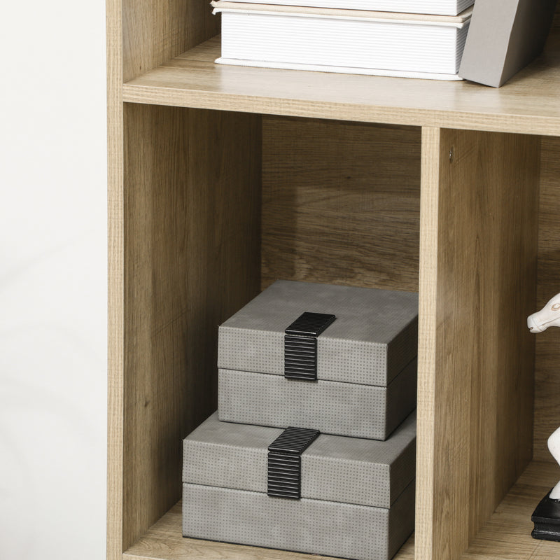 HOMCOM Freestanding Bookshelf with Bottom Cabinet and 6 Open Shelves, Natural