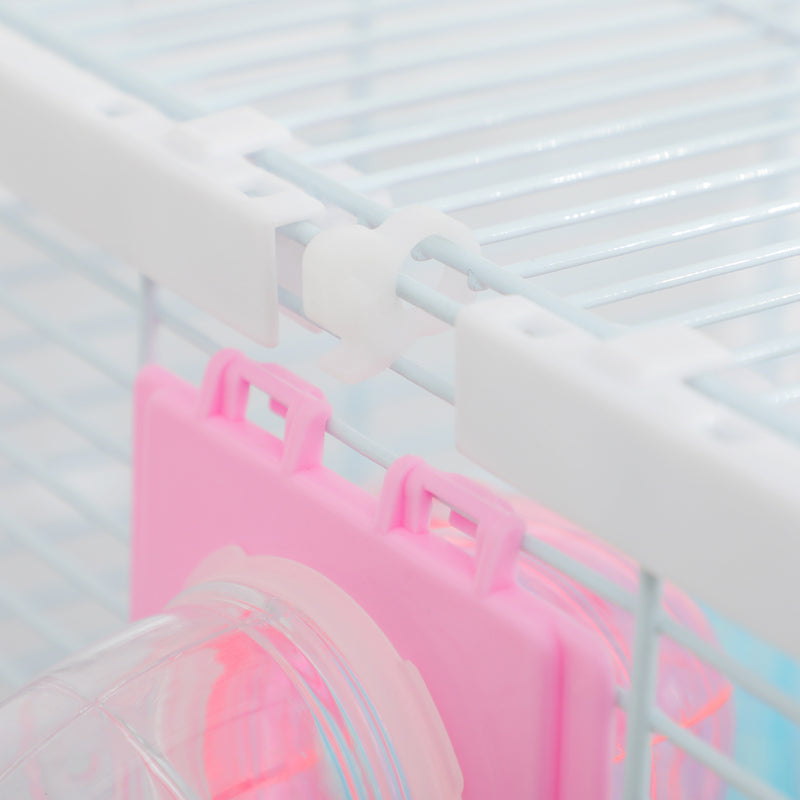 PawHut Hamster Cage w/ Tunnel Tube, Detachable Bottom, Ramps, Exercise Wheel