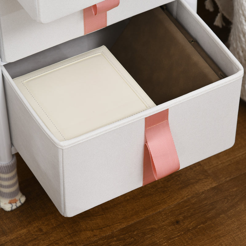 HOMCOM 3 Drawer Chest of Drawers w/ Wooden Top for Kid Room Closet Hallway Pink