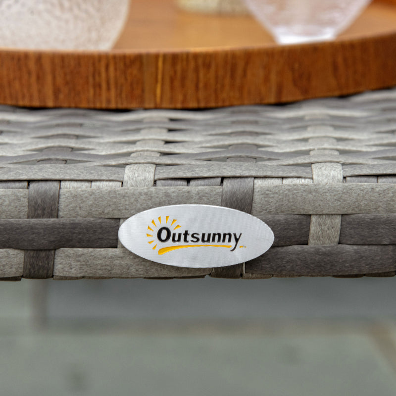 Outsunny 90 cm Patio Rattan Coffee Table Outdoor Wicker Side Table Furniture