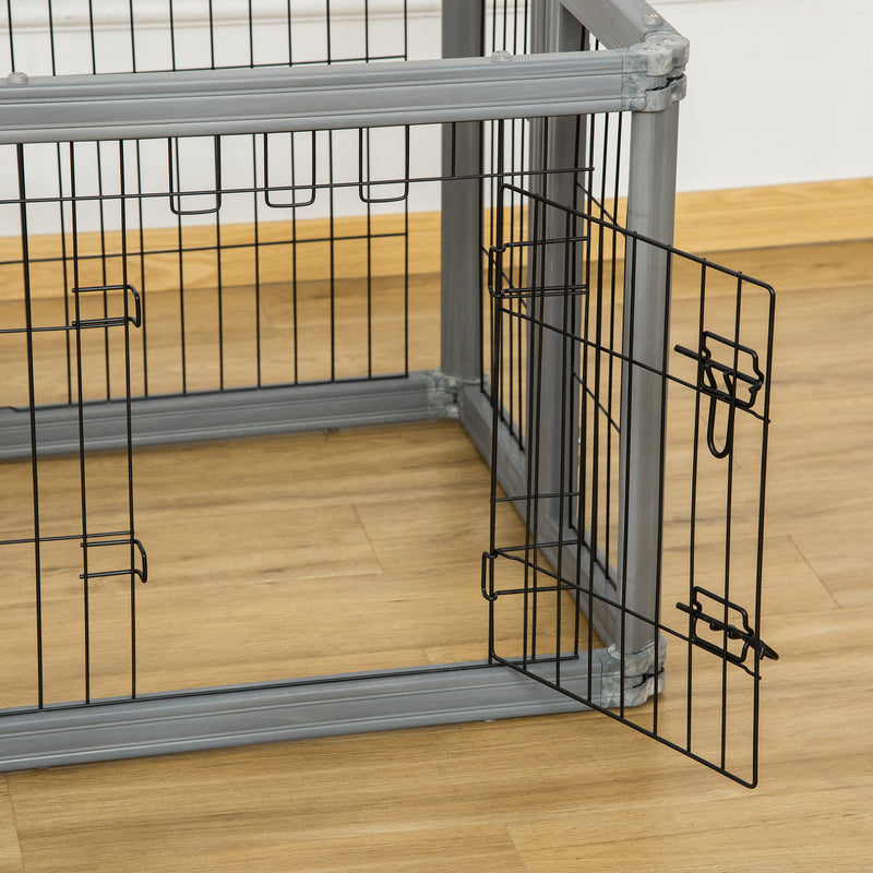 PawHut Dog Play Pen 6 Panel Pet Playpen Foldable Rabbit Guinea Pig Run w/ Door
