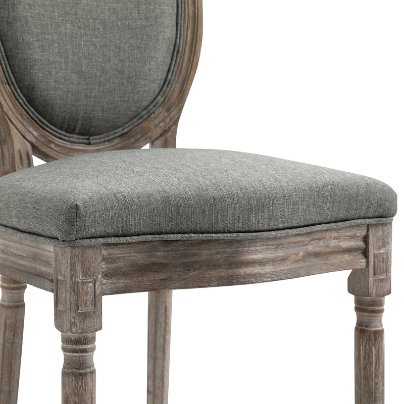 HOMCOM Set of 2 Elegant French-Style Dining Chairs w/ Wood Frame Foam Seat Grey
