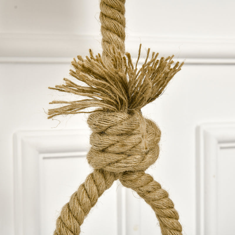 HOMCOM Farmhouse Table Lamp with Fabric Lampshade Knotted Hemp Rope for Study