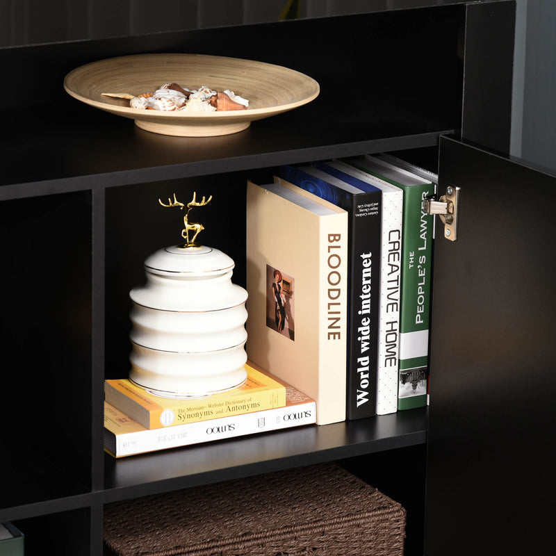 HOMCOM Modern High Gloss RGB LED Cabinet Cupboard Sideboard Console Black