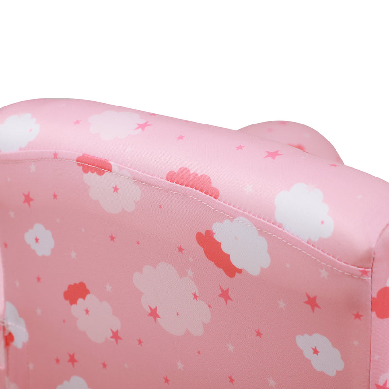 HOMCOM Cute Cloud Star Child Armchair Seat Wood Frame w/ Footrest Padding Pink