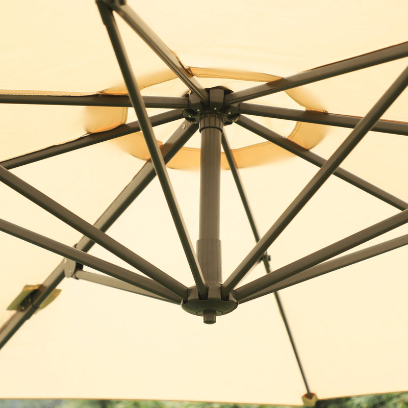 Outsunny 3(m) Garden Banana Parasol Patio Cantilever Hanging Umbrella Beige