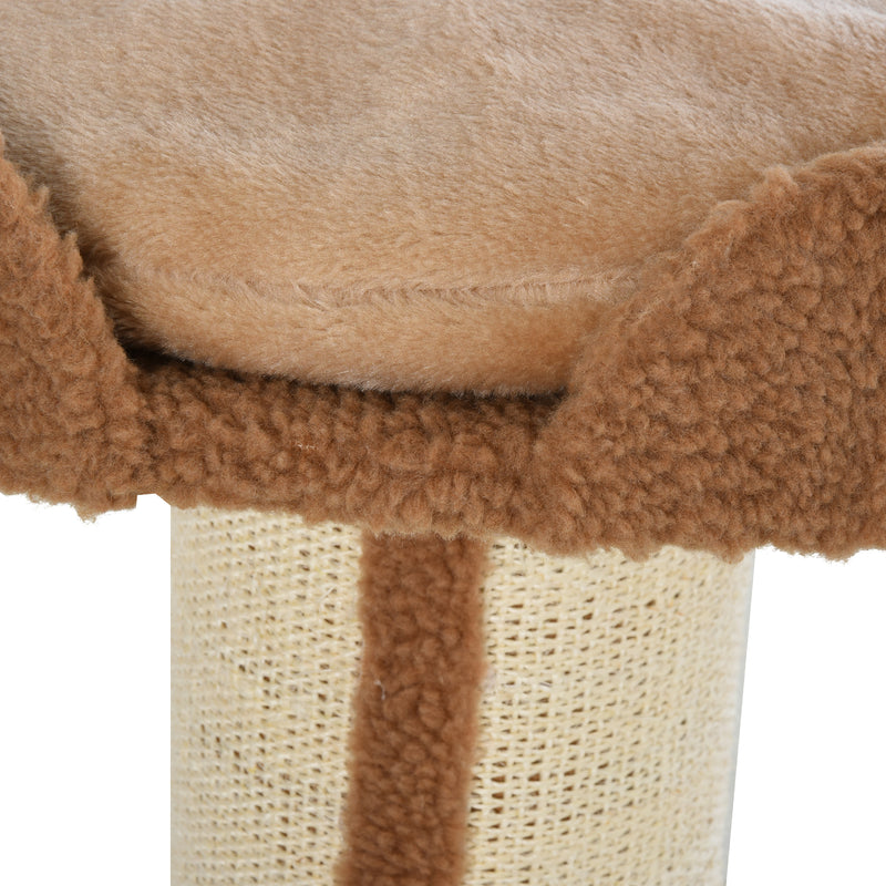 PawHut 2-Tier Cat Kitten Resting Tree w/ Top Basket Cushion Sisal Post Brown