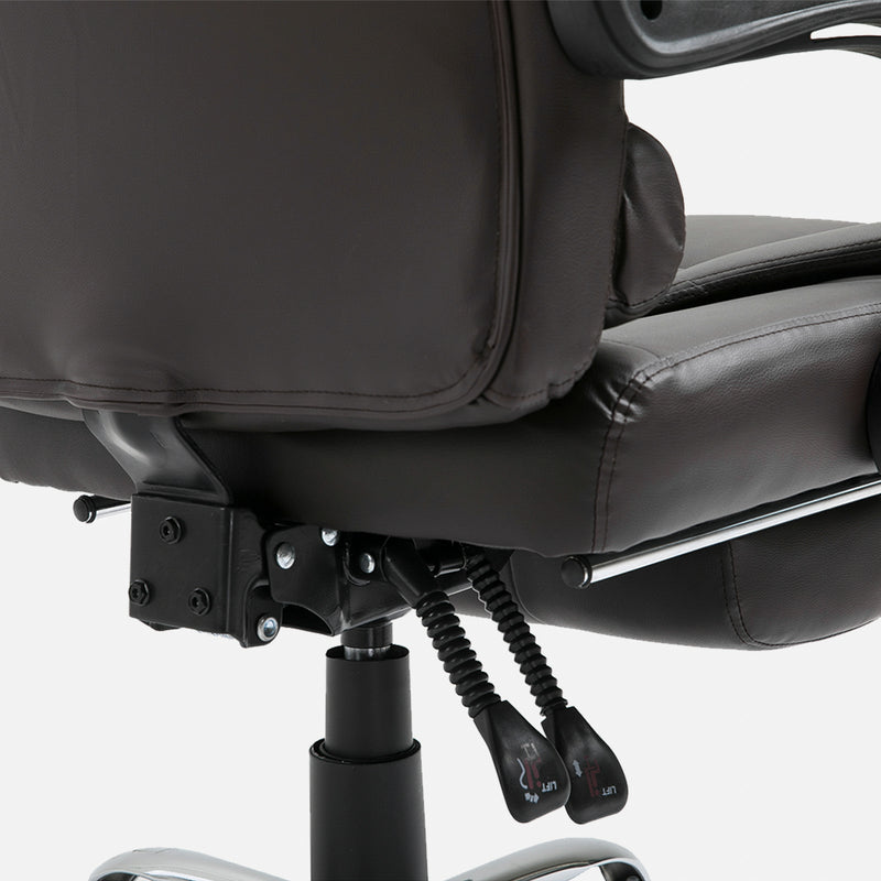 HOMCOM PU Leather Executive Office Chair with Retractable Footrest, Brown