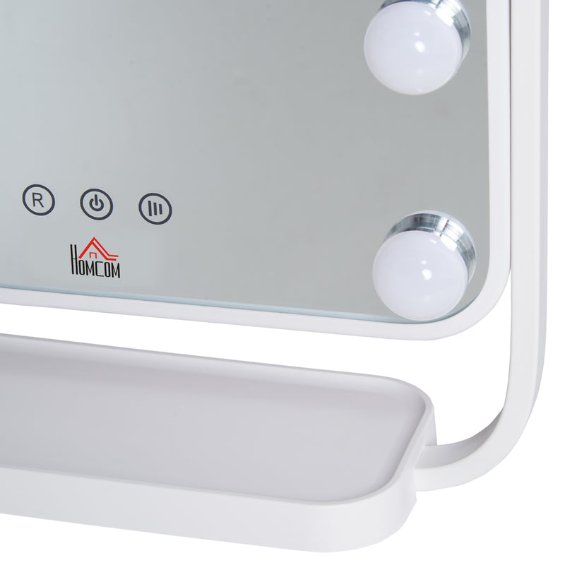 HOMCOM Hollywood Vanity Mirror with Dimmable LED Bulbs, Memory Function Bedroom