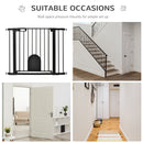 PawHut 75-103 cm Pet Safety Gate Pressure Fit Stair w/ Small Door Double Locking
