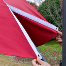Outsunny 3(m) LED Cantilever Parasol Outdoor with Base Solar Lights Red