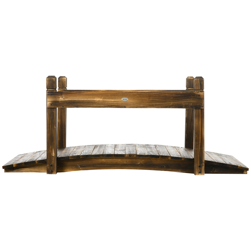 Outsunny 5FT Wooden Arc Footbridge for Pond Backyard Stream, Stained Finish