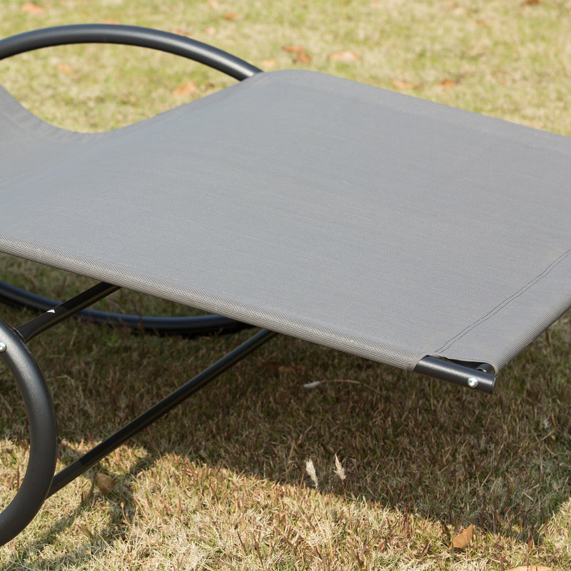 Outsunny Hammock Chair Sun Bed Rock Seat w/ Metal Texteline W/ Pillow Grey