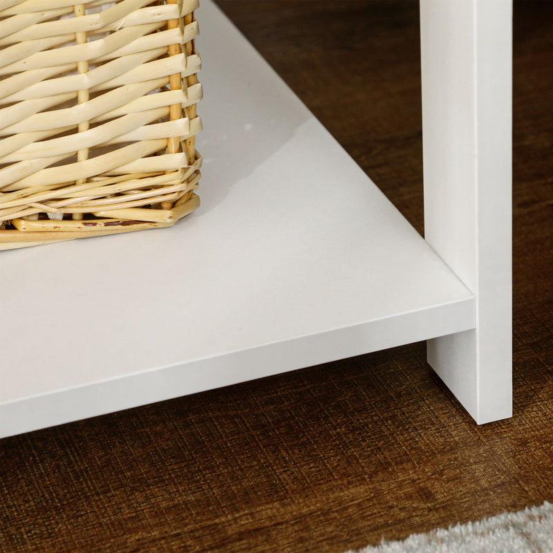 HOMCOM Bedroom Bedside Table, Sofa Side Table with Drawer and Shelf, White