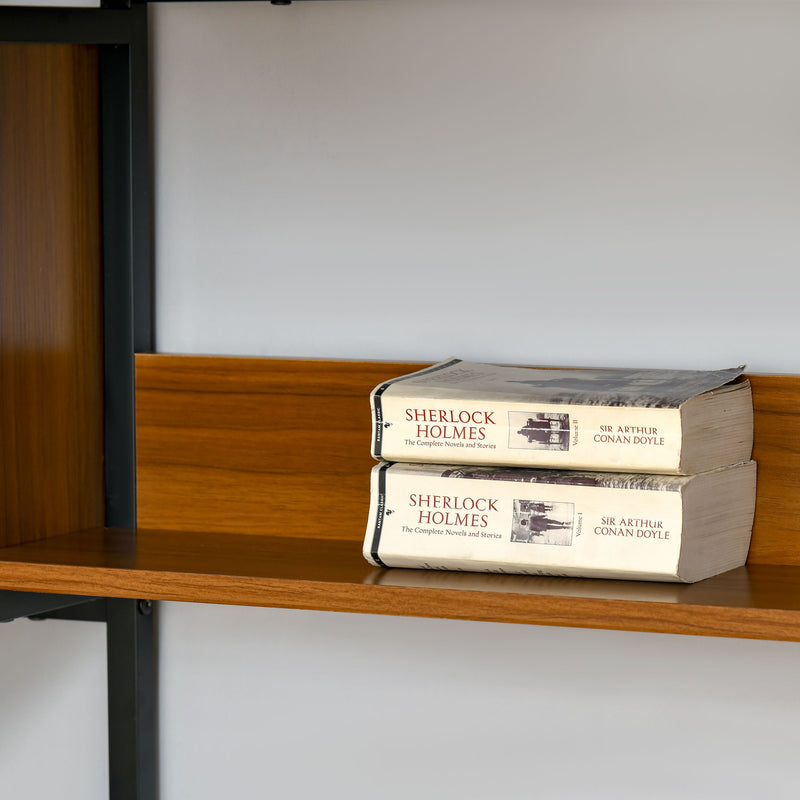 HOMCOM Industrial Computer Desk w/ Storage, Home Writing Table, Walnut Brown