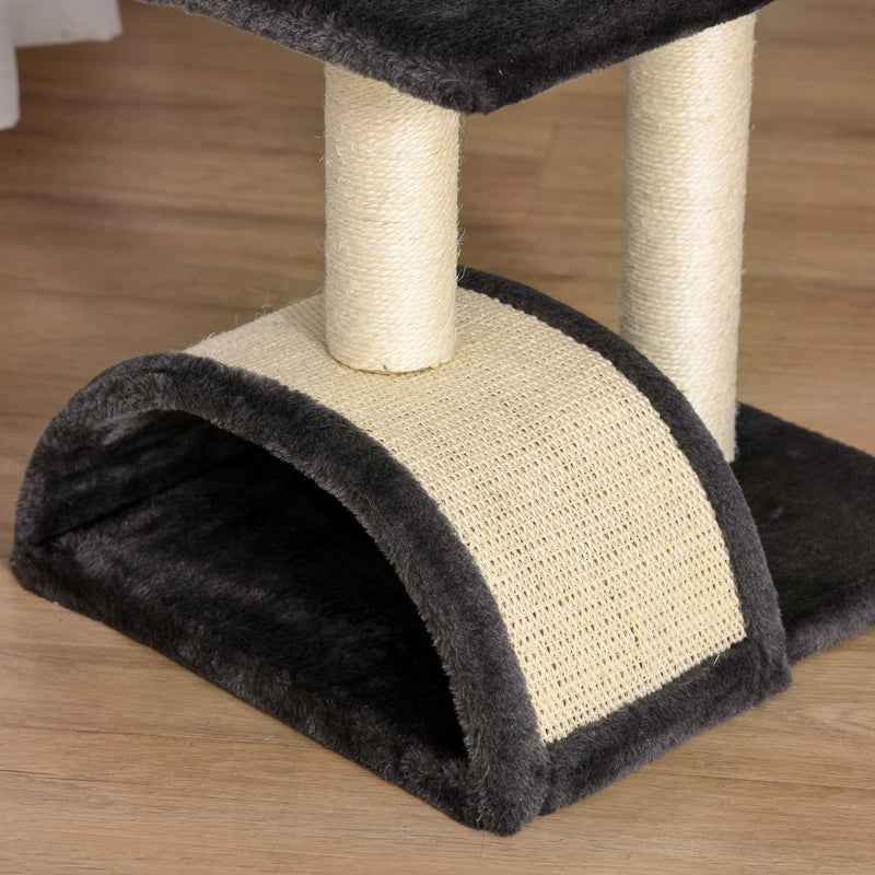 PawHut Cat Tree Activity Center w/ Scratching Posts Sisal Arc Hanging Ball Grey