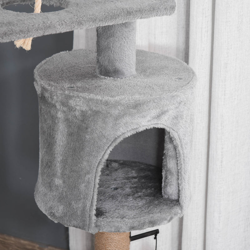 PawHut Cat Tree Climbing Kitten Activity Center 48 x 48 x 120cm Light Grey