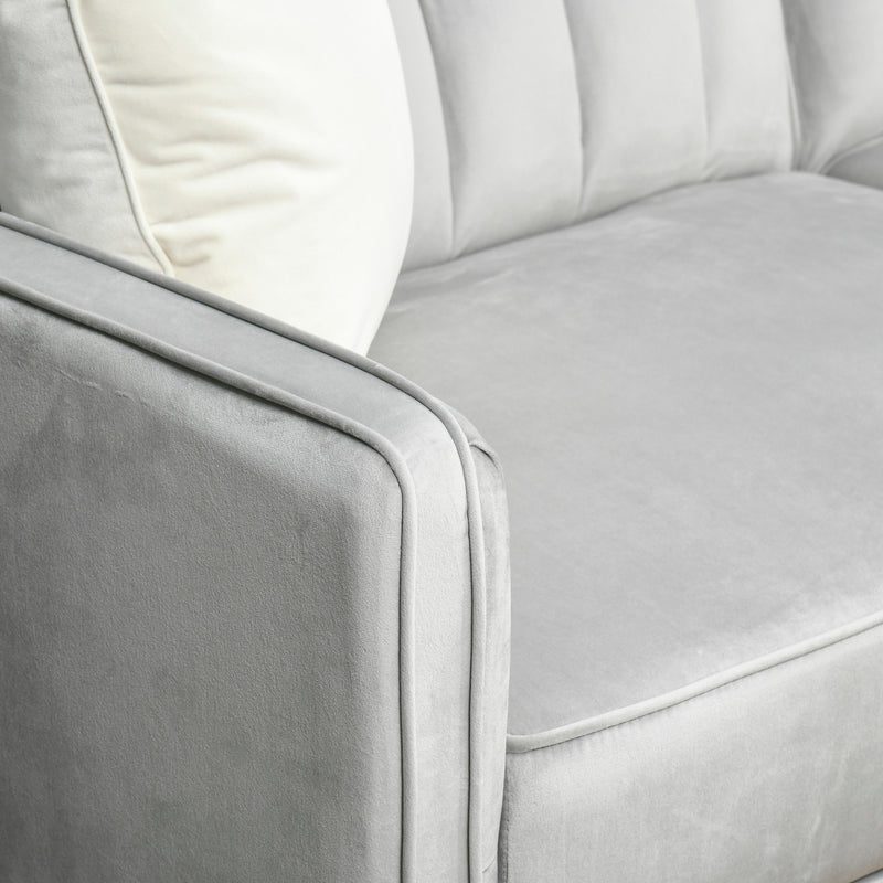 HOMCOM Convertible Sofa Futon Velvet-Touch Tufted Couch Sofa Bed Split Back Grey