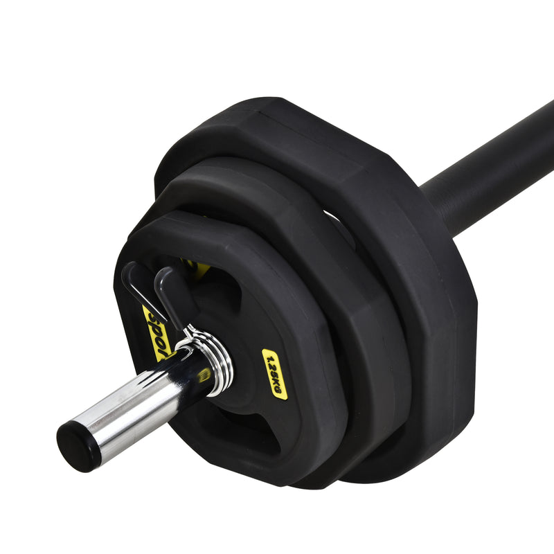 HOMCOM Adjustable 20kg Barbell Set Fitness Exercise for Indoor Home Gym Black