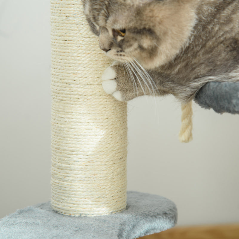 PawHut Cat Tree Scratcher Kitty Activity Center 2 Perch Sisal Rope Grey