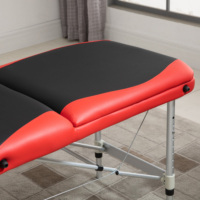 HOMCOM Portable PVC Massage Table Beauty Therapy Couch Bed Spa Aluminum Red