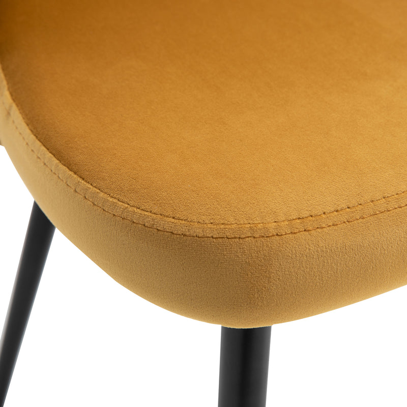 HOMCOM Modern Upholstered Fabric Bucket Seat Dining Chairs Set of 2 Yellow