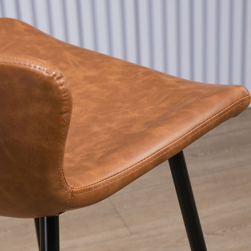 HOMCOM Bar Stools Set of 2, PU Leather Bar Chairs with Back and Steel Legs