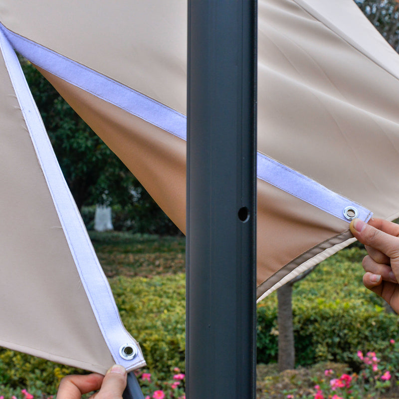 Outsunny 3(m) LED Cantilever Parasol Outdoor with Base Solar Lights Brown