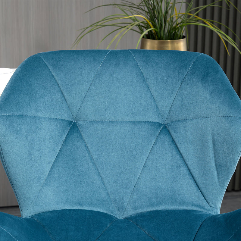 HOMCOM Set Of 2 Luxurious Velvet-Touch Bar Stools Metal Frame Footrest Blue