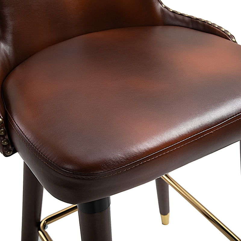 HOMCOM Luxury Bar Stools Set of 2 with Back, PU Leather Upholstery, Brown